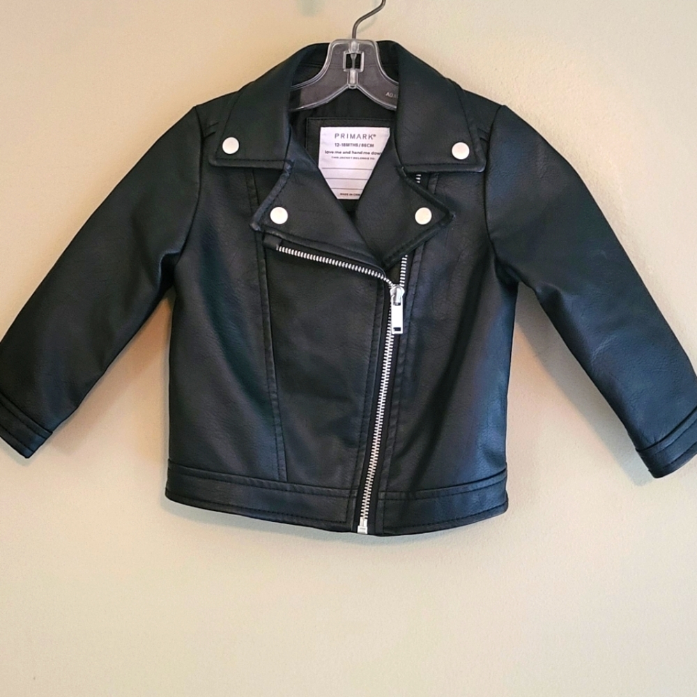 Primark Kids' Black Faux Leather Biker Jacket